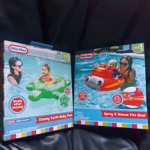 Lot Of 2 Little Tikes Spray & Rescue Fire Boat Turtle Pool Float Baby Toddler